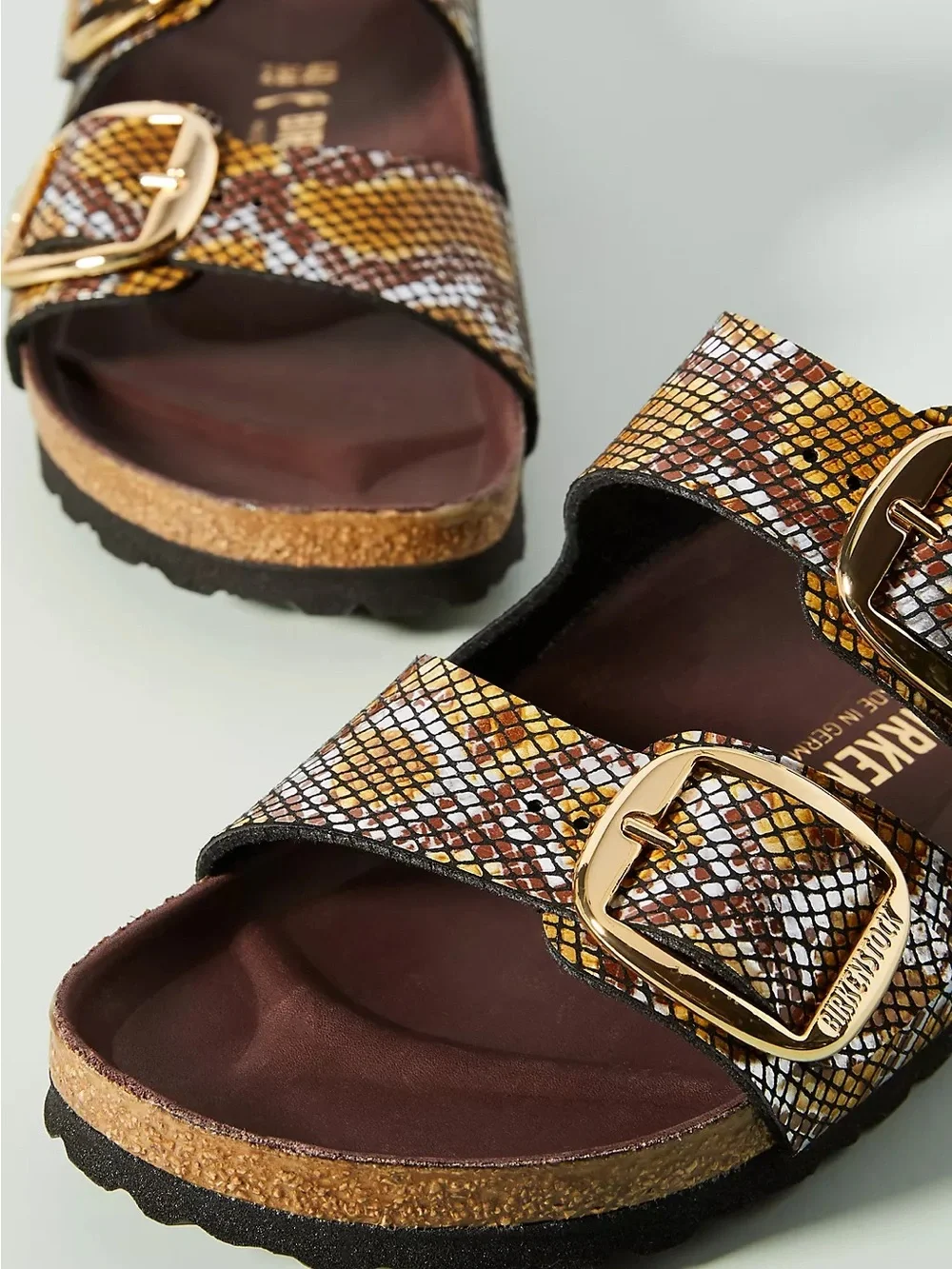 BIRKENSTOCK ARIZONA BIG BUCKLE SANDALS IN PYTHON BROWN 37 6